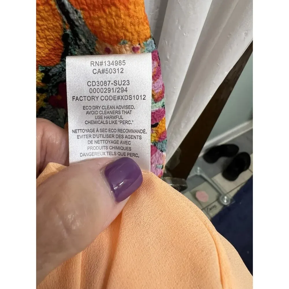 For Love And Lemons Orange Multicolor Floral Deena Mini Slip Dress Sz Xs - Picture 10 of 10